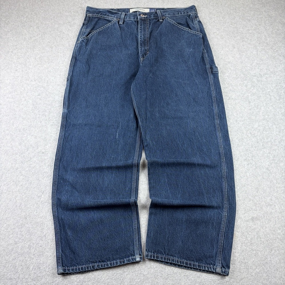 Vtg Gap‎ Jeans Men 38x30 Dark Blue Carpenter Baggy Wide Leg Grunge 90s USA Made